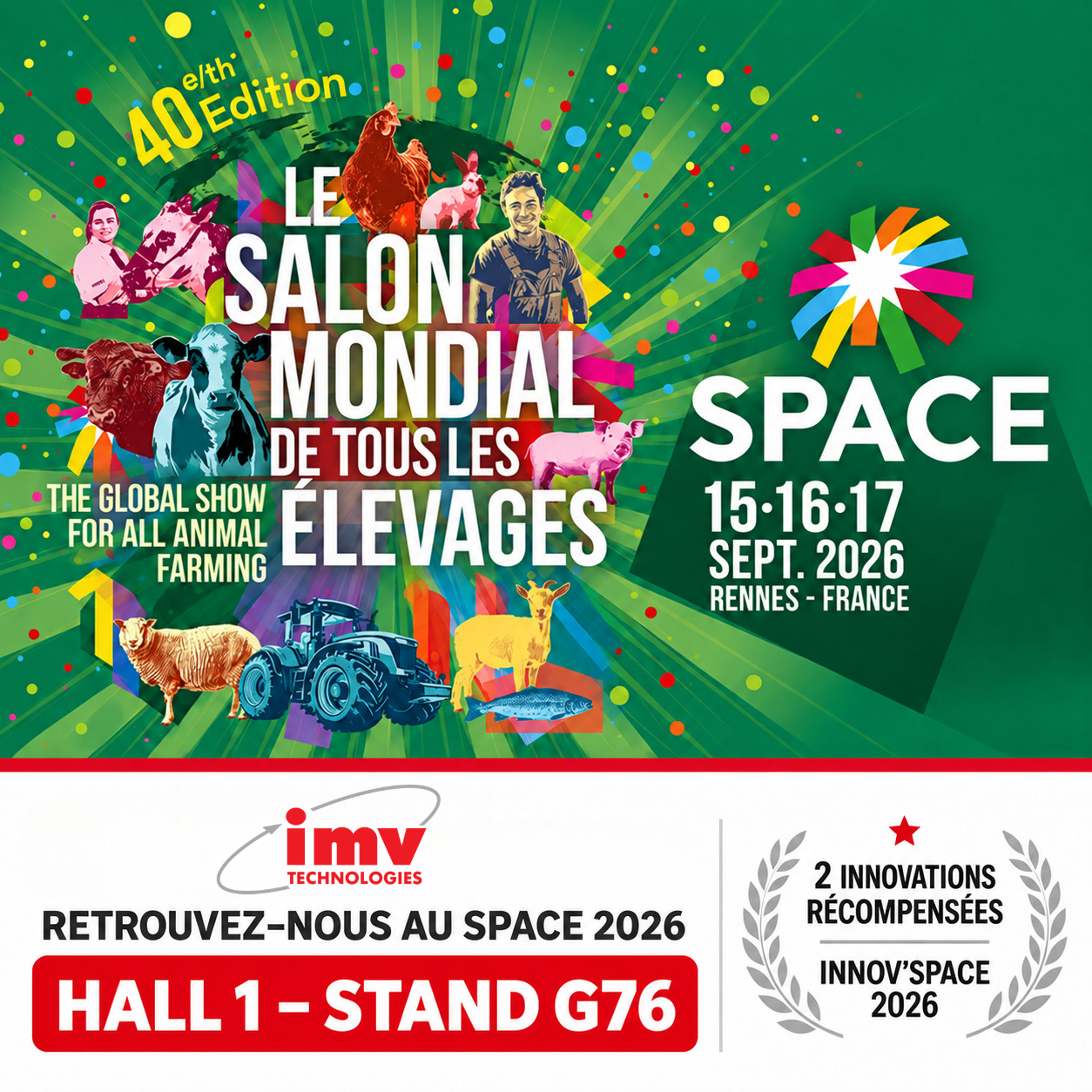 IMV Technologies au SPACE 2026 : deux innovations récompensées par Innov’Space